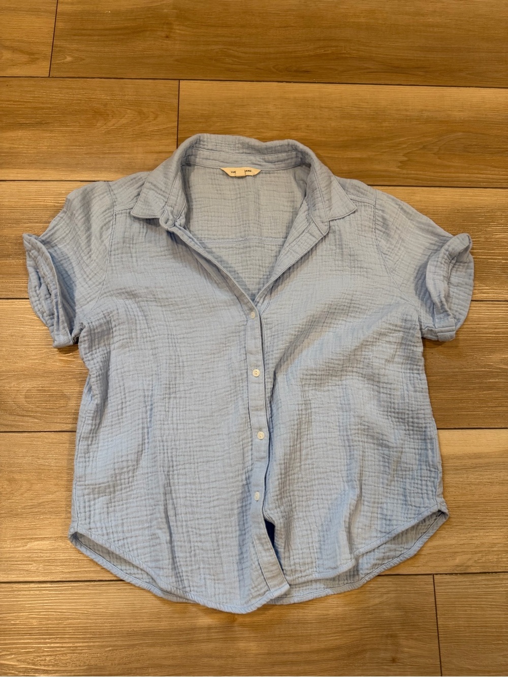 Lucky Brand Light Blue Short Sleeve Gauze Button-Up Shirt